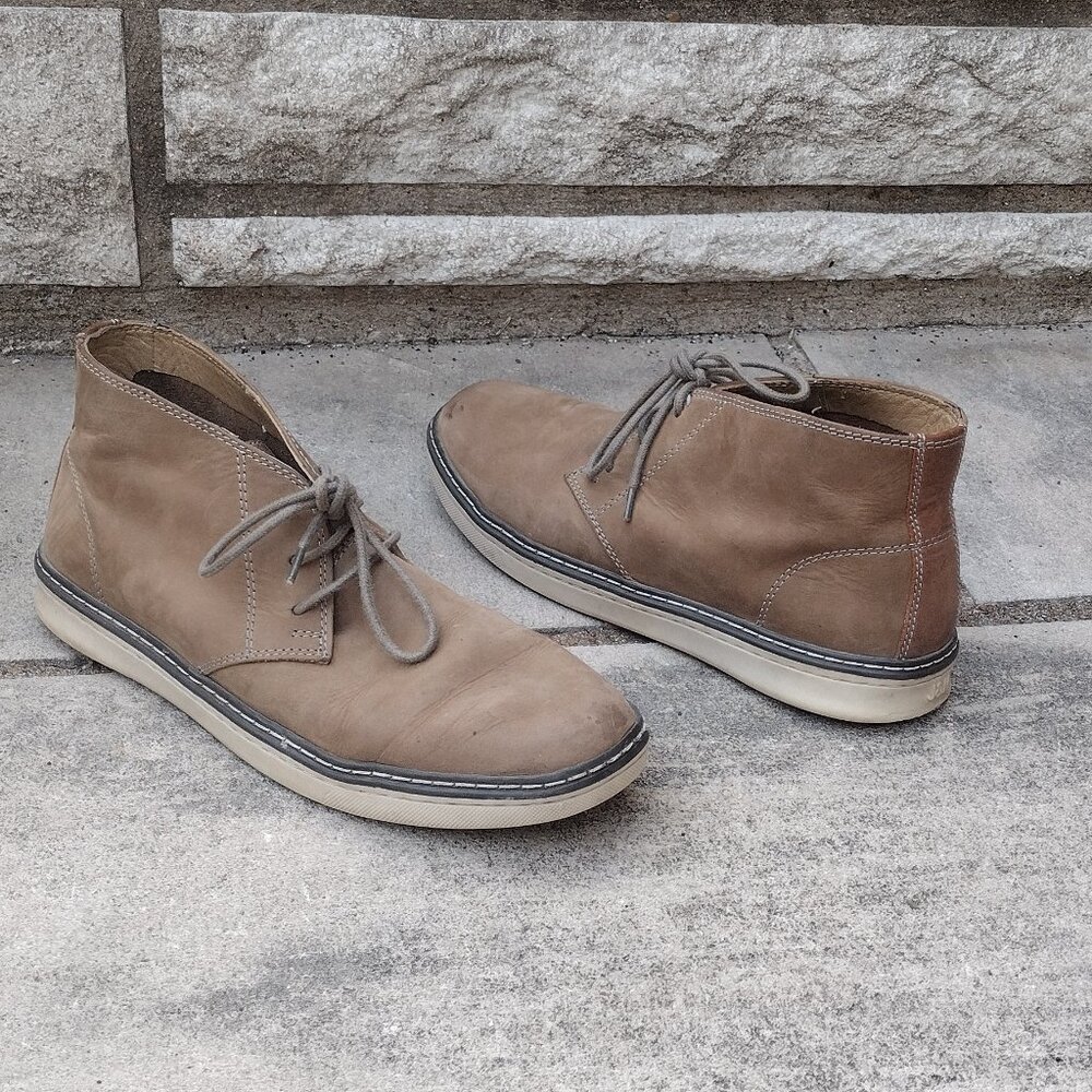 Johnson & Murphy Boys Taupe Suede High-top Shoes, Size 5